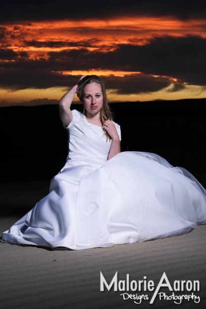 Malorie Aaron, sunset, bridals, rexburg, ST. Anthony, sand dunes, wedding, dress, beautiful