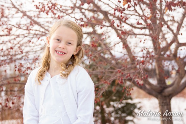 MalorieAaron, photography, winter, baptism portraits, LDS, temple, 8-year-old, girl