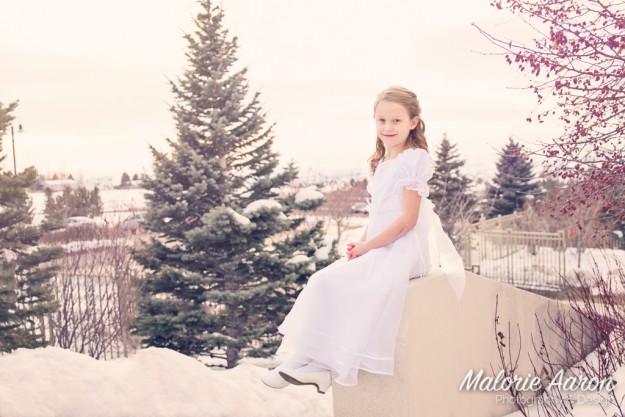 MalorieAaron, photography, winter, baptism, portraits, LDS, temple, 8-year-old, girl