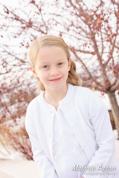 MalorieAaron, photography, winter, baptism, portraits, LDS, temple, 8-year-old, girl