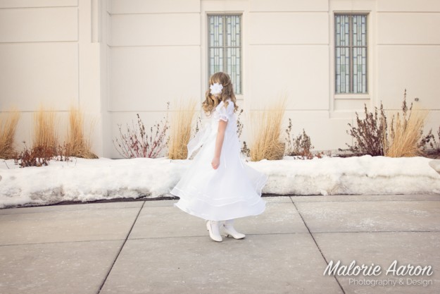 MalorieAaron, photography, winter, baptism, portraits, LDS, temple, 8-year-old, girl